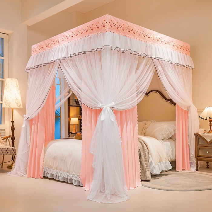 91家纺网 家纺一手货源 找家纺 锦逸家居 2025新款双层遮光防蚊落地蚊帐 温馨玉