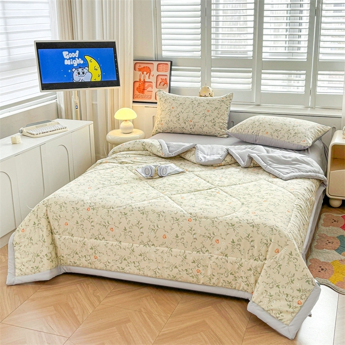 91家纺网 家纺一手货源 找家纺   壹张床  2025新款A类针织棉双层纱100%新疆棉花夏凉被《包检测》（提供买家秀） 绮花仙境