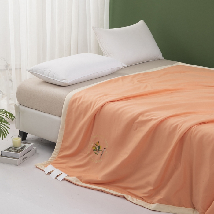 91家纺网 家纺一手货源 找家纺 帕芬鸟 2025新款亲肤磨毛夏被 橙色