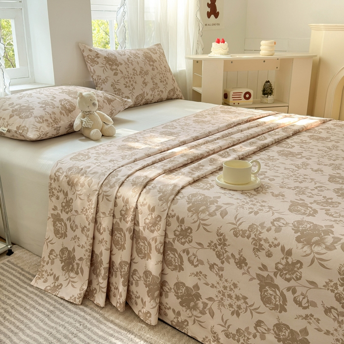 91家纺网 家纺一手货源 找家纺 莱登卡奴 新款A类100%全棉老粗布单品系列-床单 花间萌趣