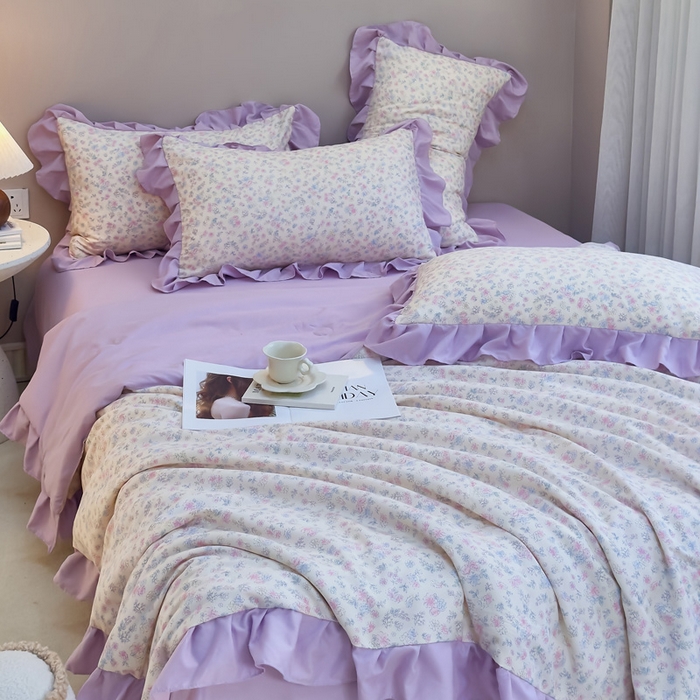 91家纺网 家纺一手货源 找家纺 梦莱斯2025新款针织棉夏被四件套 迭迭香色