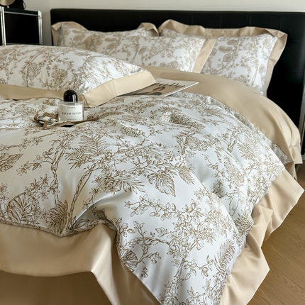 91家纺网 家纺一手货源 找家纺 （总）金牛座2025新款细斜纹数码印花缦影四件套