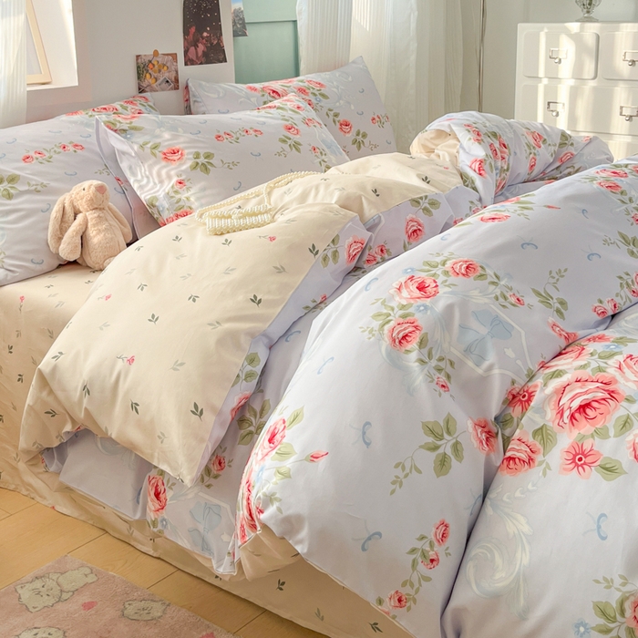 91家纺网 家纺一手货源 找家纺 寻米 2025新款13070全棉纯棉印花单被套 繁花晚庭