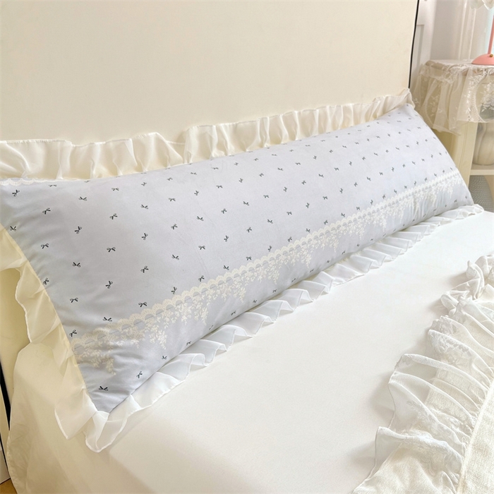 91家纺网 家纺一手货源 找家纺 梦舒羽2025新款针织棉双层纱花边枕头套情侣双人枕套枕芯套枕头内胆套 花边款-蝴蝶结