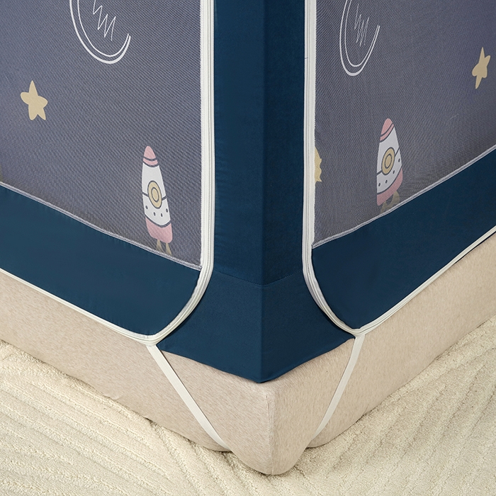 91家纺网 家纺一手货源 找家纺 显高蚊帐 2025新款U型坐床遮光防尘床帘式蚊帐 宇宙之星