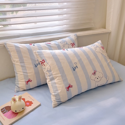 DoDo 兜兜2025新款40支全棉印花单枕套 蝴蝶结小狗-小版