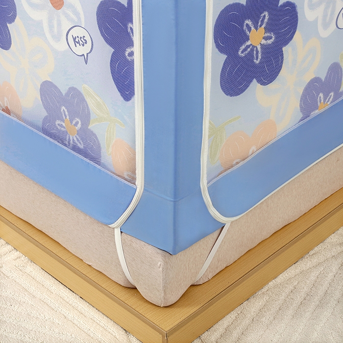 91家纺网 家纺一手货源 找家纺 显高蚊帐 2025新款U型坐床遮光防尘床帘式蚊帐 花开满园