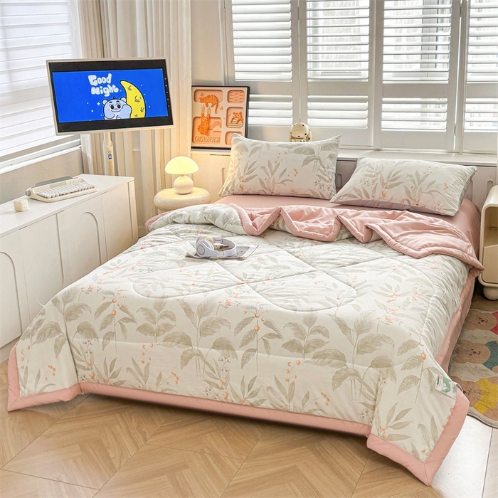 91家纺网 家纺一手货源 找家纺   壹张床  2025新款A类针织棉双层纱100%新疆棉花夏凉被《包检测》（提供买家秀） 秋日果实