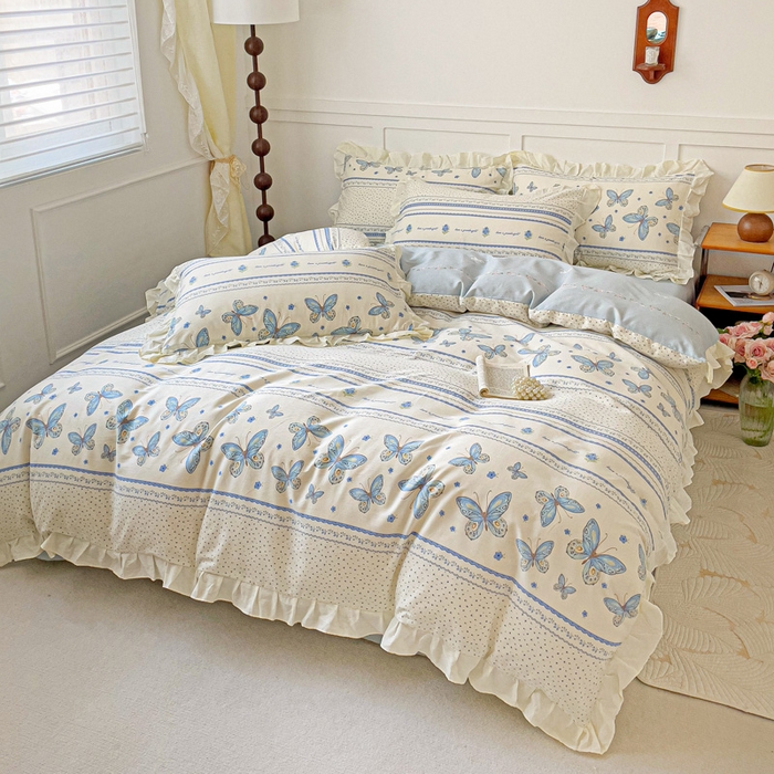 91家纺网 家纺一手货源 找家纺 澳梵家居 2025新款全棉印花韩版花间捕梦四件套 清风渡