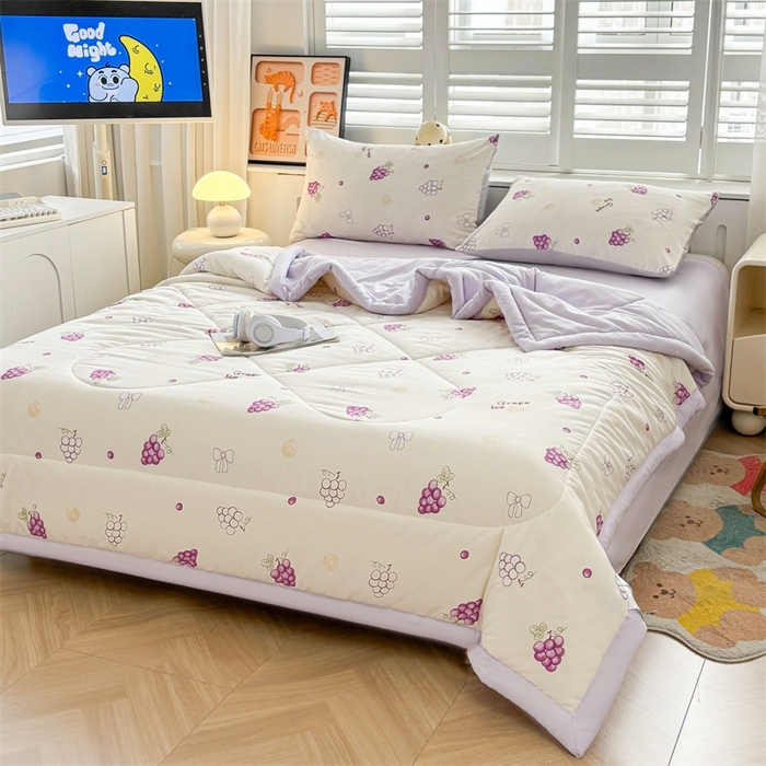 91家纺网 家纺一手货源 找家纺   壹张床  2025新款A类针织棉双层纱100%新疆棉花夏凉被《包检测》（提供买家秀） 紫葡萄