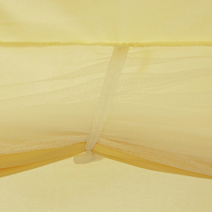 91家纺网 家纺一手货源 找家纺 兆星家纺 2025新款内穿带布帘蚊帐 款式一 纯色-米黄（不含帘）