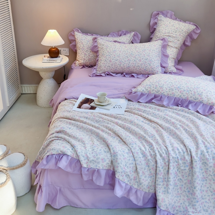 91家纺网 家纺一手货源 找家纺 梦莱斯2025新款针织棉夏被四件套 迭迭香色