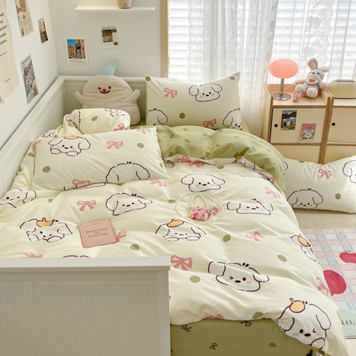 91家纺网 家纺一手货源 找家纺 寻米 2025新款13070全棉纯棉印花单被套 波点狗