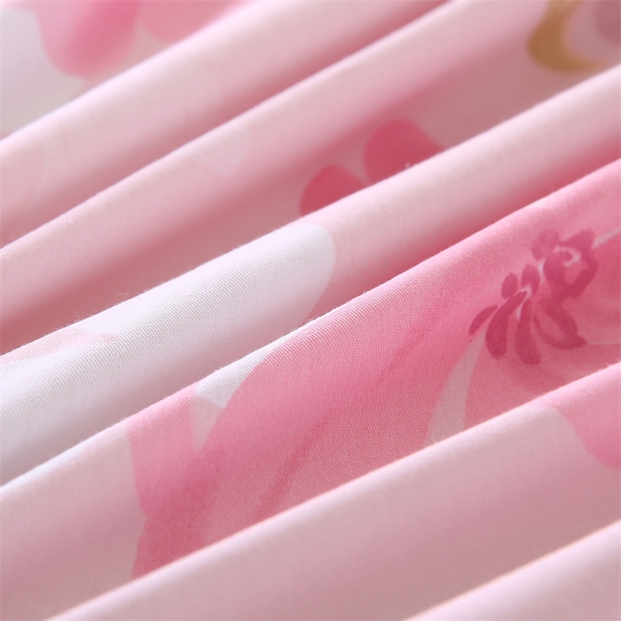 91家纺网 家纺一手货源 找家纺 梦舒羽2025新款全棉小清新印花加厚宿舍床单床裙款四件套 花间舞-全棉