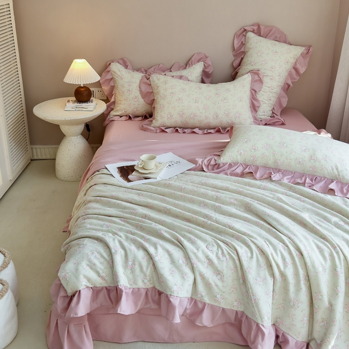 91家纺网 家纺一手货源 找家纺 梦莱斯2025新款针织棉夏被四件套 丛林中