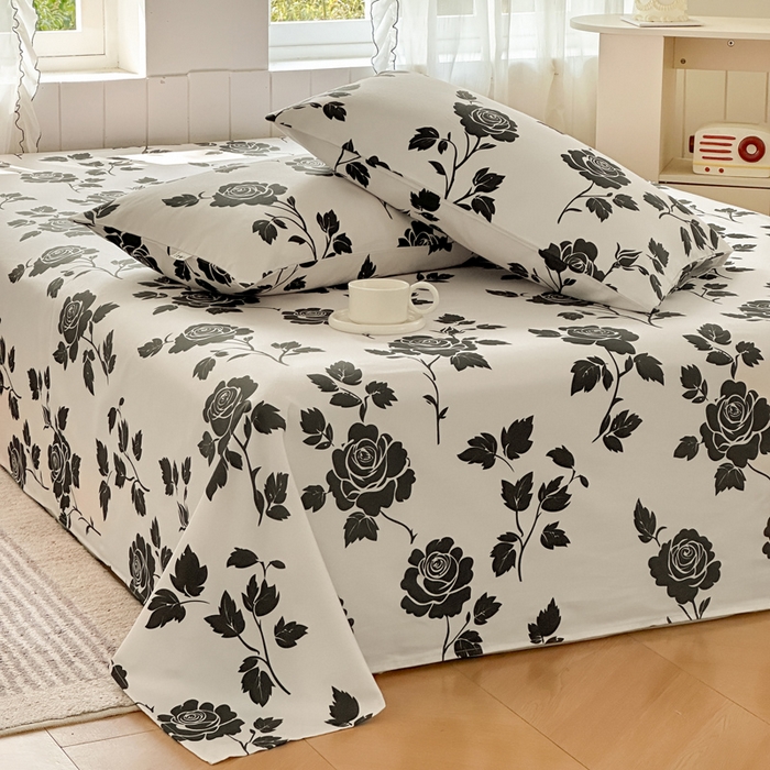 91家纺网 家纺一手货源 找家纺 莱登卡奴 新款A类100%全棉老粗布单品系列-床单 玫瑰情缘