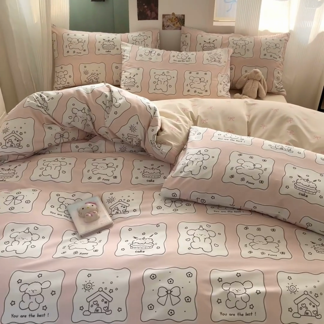 91家纺网 家纺一手货源 找家纺 寻米 2025新款13070全棉纯棉印花单被套 狗狗派对