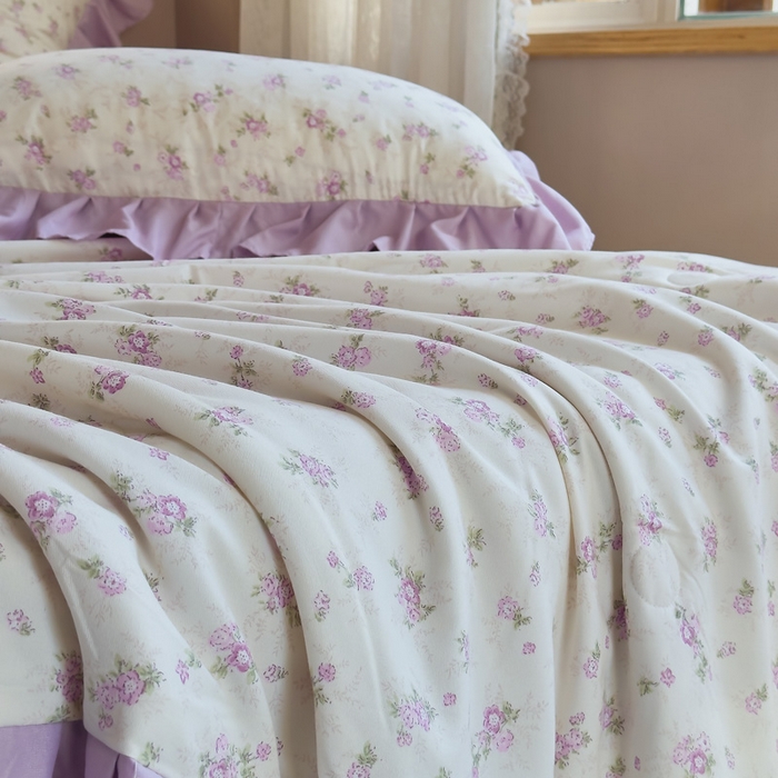 91家纺网 家纺一手货源 找家纺 梦莱斯2025新款针织棉夏被四件套 清幽