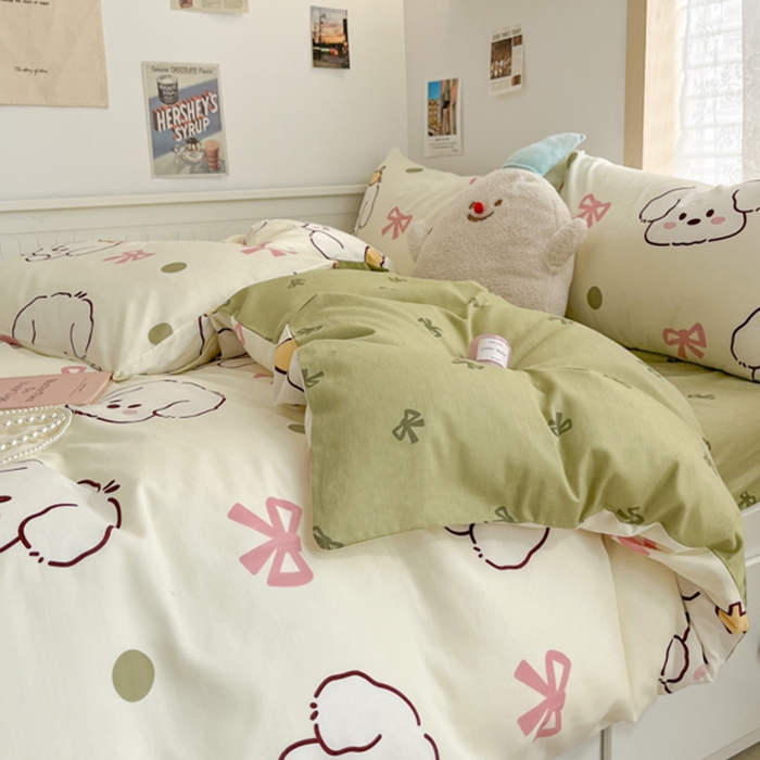 91家纺网 家纺一手货源 找家纺 寻米 2025新款13070全棉纯棉印花单被套 波点狗