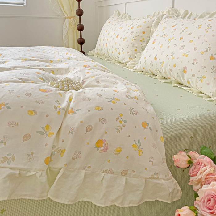 91家纺网 家纺一手货源 找家纺 澳梵家居 2025新款全棉印花韩版花间捕梦四件套 小春恋曲