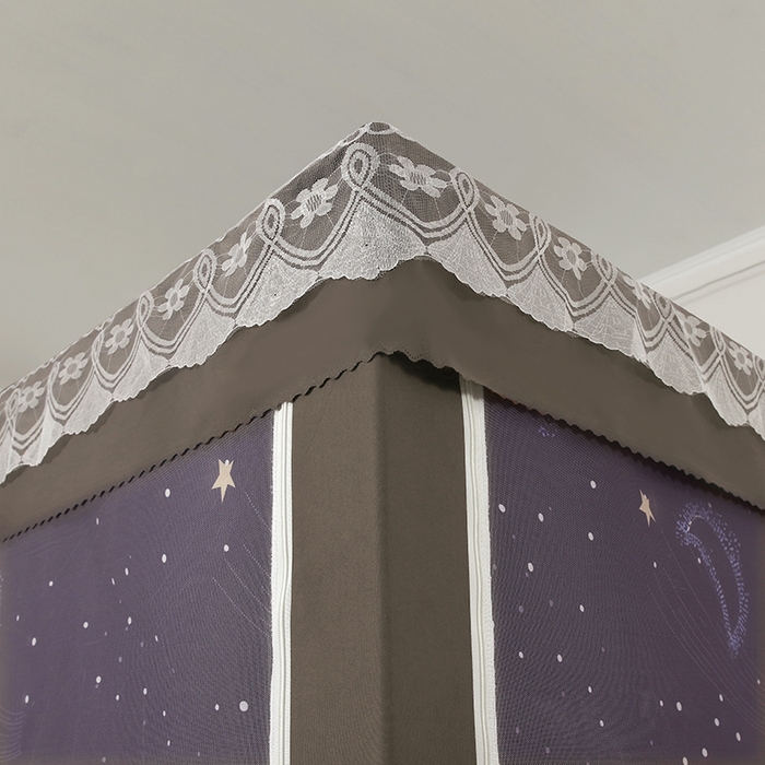 91家纺网 家纺一手货源 找家纺 显高蚊帐 2025新款U型坐床遮光防尘床帘式蚊帐 星月年华