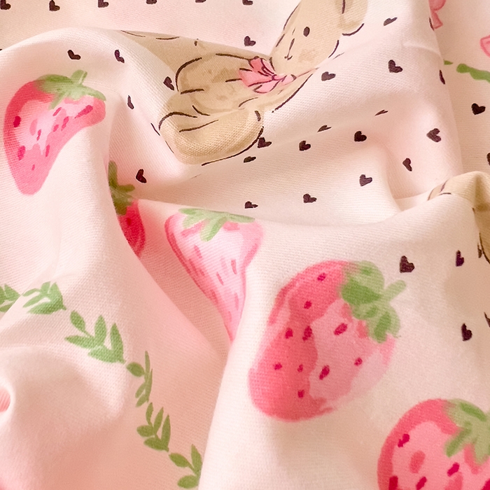 91家纺网 家纺一手货源 找家纺 DoDo 兜兜2025新款40支全棉印花单枕套 粉粉草莓-小版