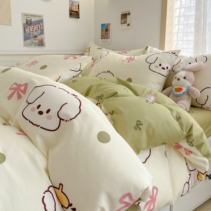 91家纺网 家纺一手货源 找家纺 寻米 2025新款13070全棉纯棉印花单被套 波点狗