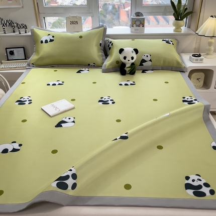 丝羽坊 2025新款小版印花冰丝凉席平铺床席款冰丝席碳光冰丝凉席 熊猫乐园