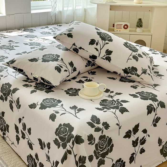 91家纺网 家纺一手货源 找家纺 莱登卡奴 新款A类100%全棉老粗布单品系列-床单 玫瑰情缘