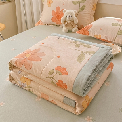 梦依依 2025新款小清新印花系列里外全棉棉花被夏被四件套 班纳花园