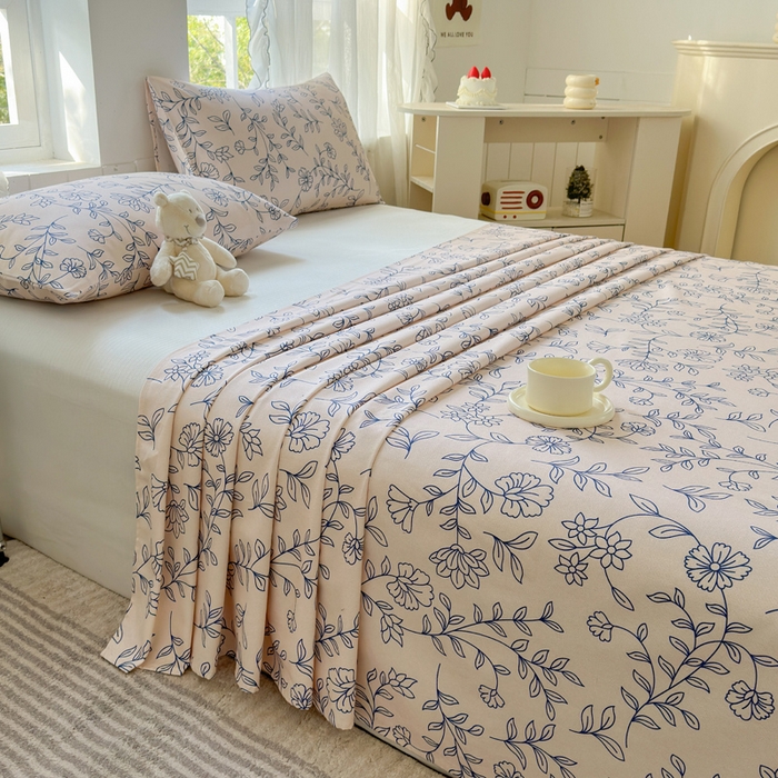 91家纺网 家纺一手货源 找家纺 莱登卡奴 新款A类100%全棉老粗布单品系列-床单 蓝海山居