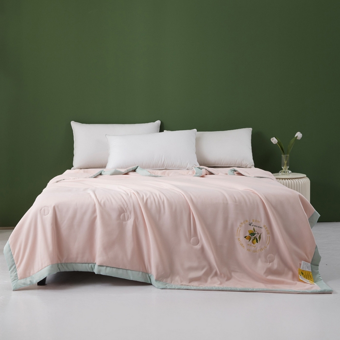 91家纺网 家纺一手货源 找家纺 帕芬鸟 2025新款亲肤磨毛夏被 玉粉