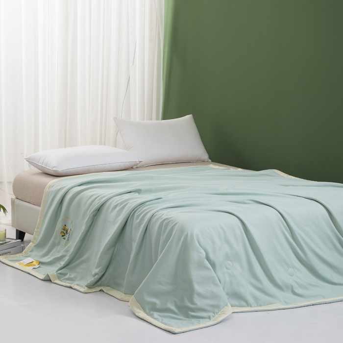 91家纺网 家纺一手货源 找家纺 帕芬鸟 2025新款亲肤磨毛夏被 薄荷绿