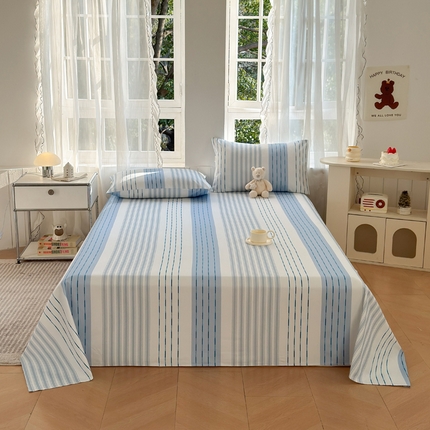 莱登卡奴 新款A类100%全棉老粗布单品系列-床单 蓝宁小调