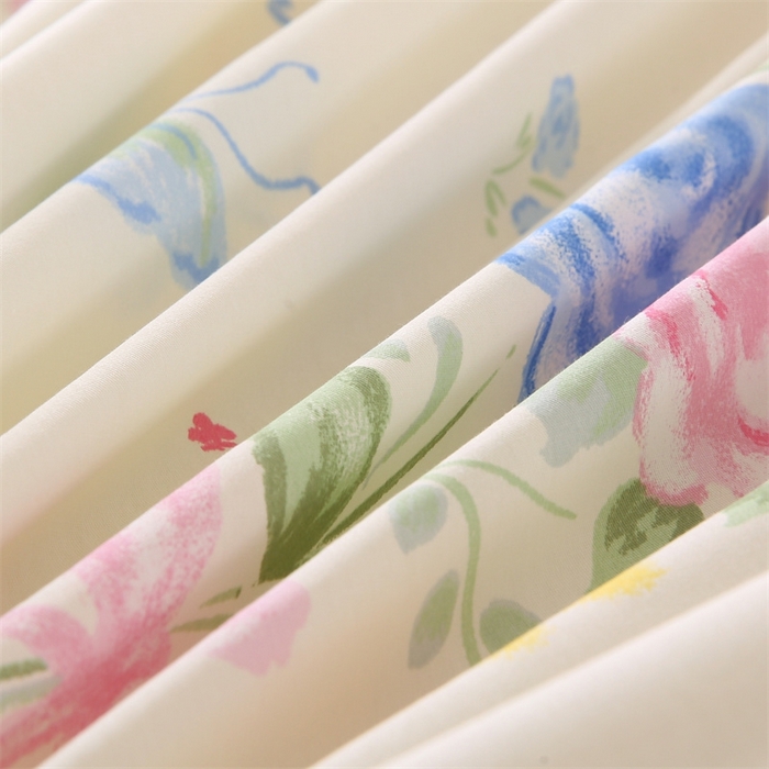 91家纺网 家纺一手货源 找家纺 梦舒羽2025新款全棉小清新印花加厚宿舍床单床裙款四件套 陌上花开-全棉