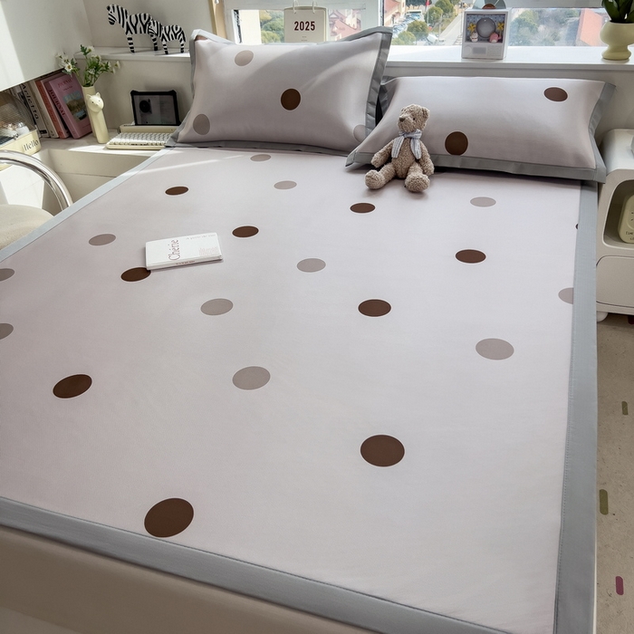 91家纺网 家纺一手货源 找家纺 丝羽坊 2025新款小版印花冰丝凉席平铺床席款冰丝席碳光冰丝凉席 小圆满