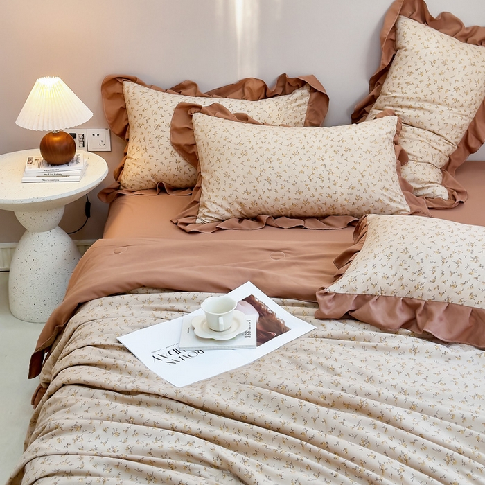 91家纺网 家纺一手货源 找家纺 梦莱斯2025新款针织棉夏被四件套 暖暖人生