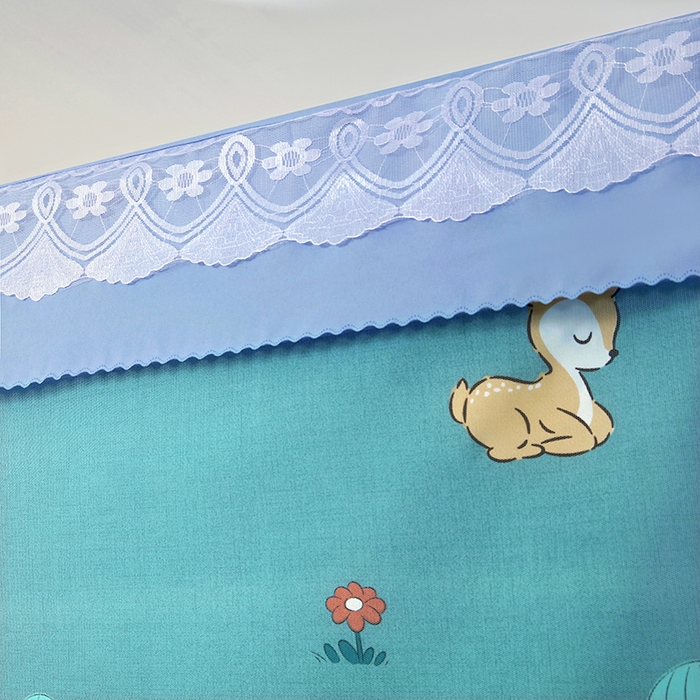 91家纺网 家纺一手货源 找家纺 显高蚊帐 2025新款U型坐床遮光防尘床帘式蚊帐 麋鹿花海