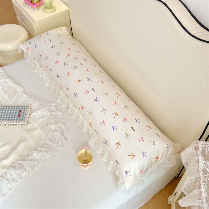 91家纺网 家纺一手货源 找家纺 梦舒羽2025新款针织棉双层纱花边枕头套情侣双人枕套枕芯套枕头内胆套 花边款-彩色心情