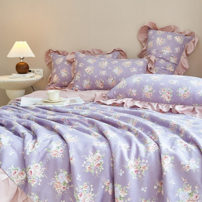 91家纺网 家纺一手货源 找家纺 梦莱斯2025新款针织棉夏被四件套 富贵花