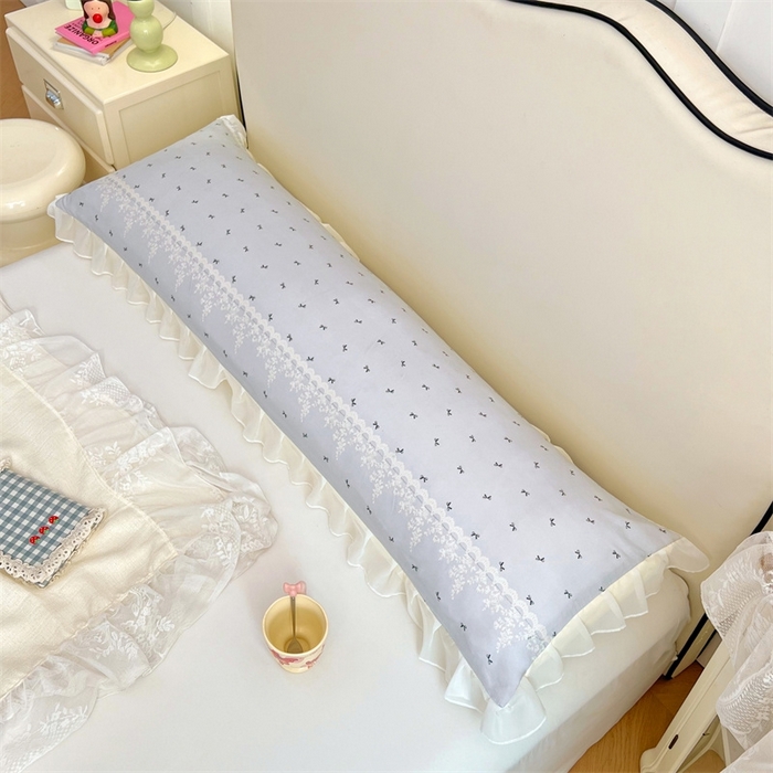 91家纺网 家纺一手货源 找家纺 梦舒羽2025新款针织棉双层纱花边枕头套情侣双人枕套枕芯套枕头内胆套 花边款-蝴蝶结