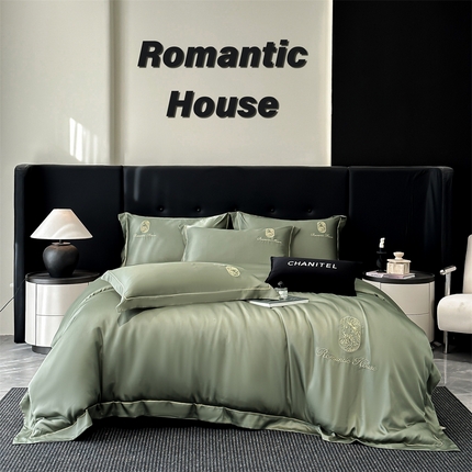 91家纺网 家纺一手货源 找家纺 （总）床绮 2025新款水洗真丝刺绣四件套-以爱之名-风格一