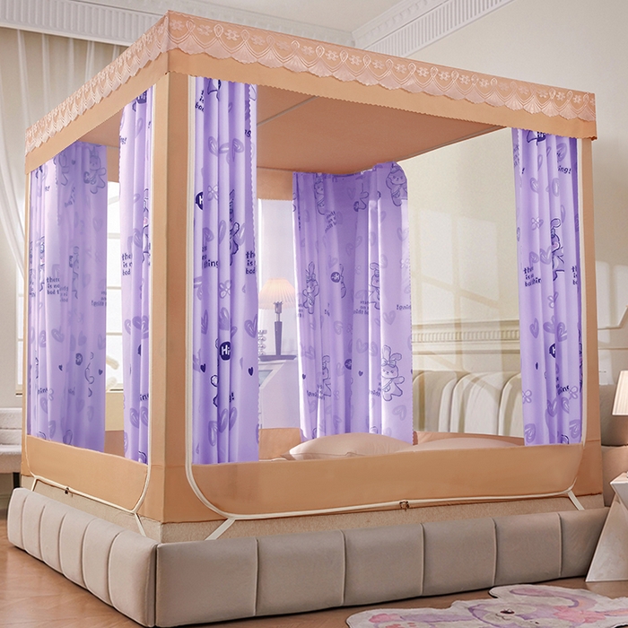 91家纺网 家纺一手货源 找家纺 显高蚊帐 2025新款U型坐床遮光防尘床帘式蚊帐 兔公主