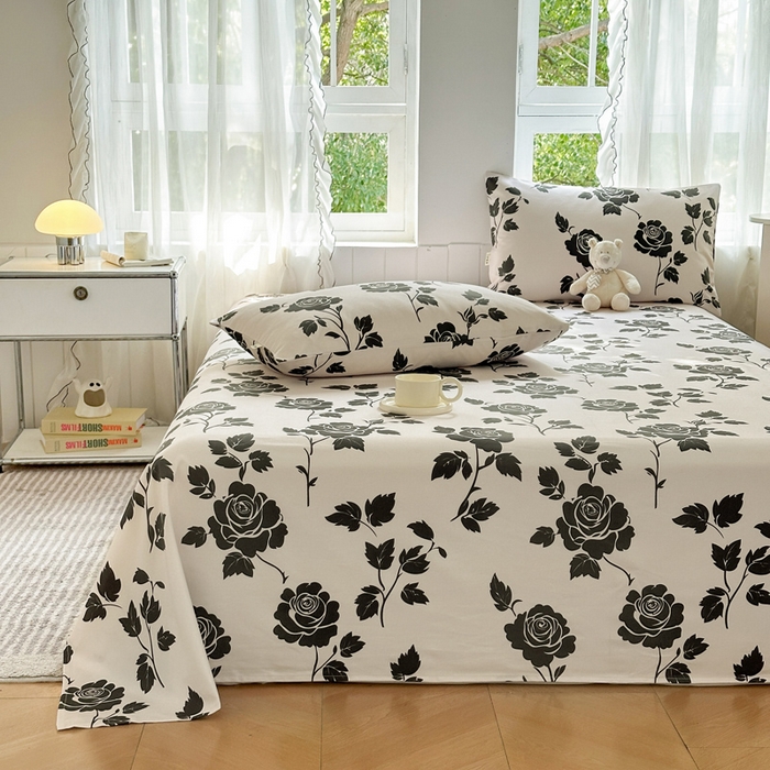 91家纺网 家纺一手货源 找家纺 莱登卡奴 新款A类100%全棉老粗布单品系列-床单 玫瑰情缘