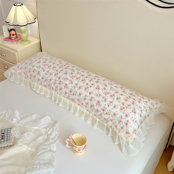 91家纺网 家纺一手货源 找家纺 梦舒羽2025新款针织棉双层纱花边枕头套情侣双人枕套枕芯套枕头内胆套 花边款-情迷花海