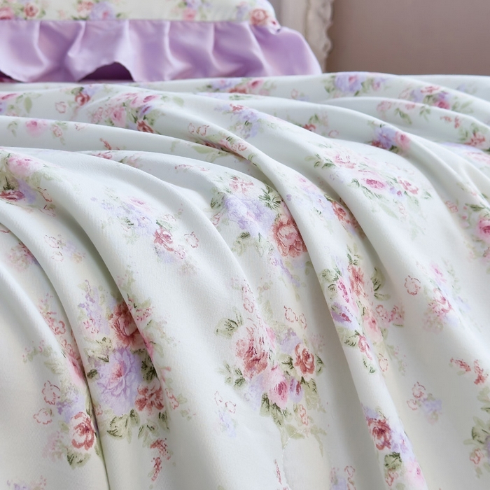 91家纺网 家纺一手货源 找家纺 梦莱斯2025新款针织棉夏被四件套 紫色迷迷