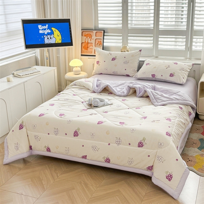 91家纺网 家纺一手货源 找家纺   壹张床  2025新款A类针织棉双层纱100%新疆棉花夏凉被《包检测》（提供买家秀） 紫葡萄