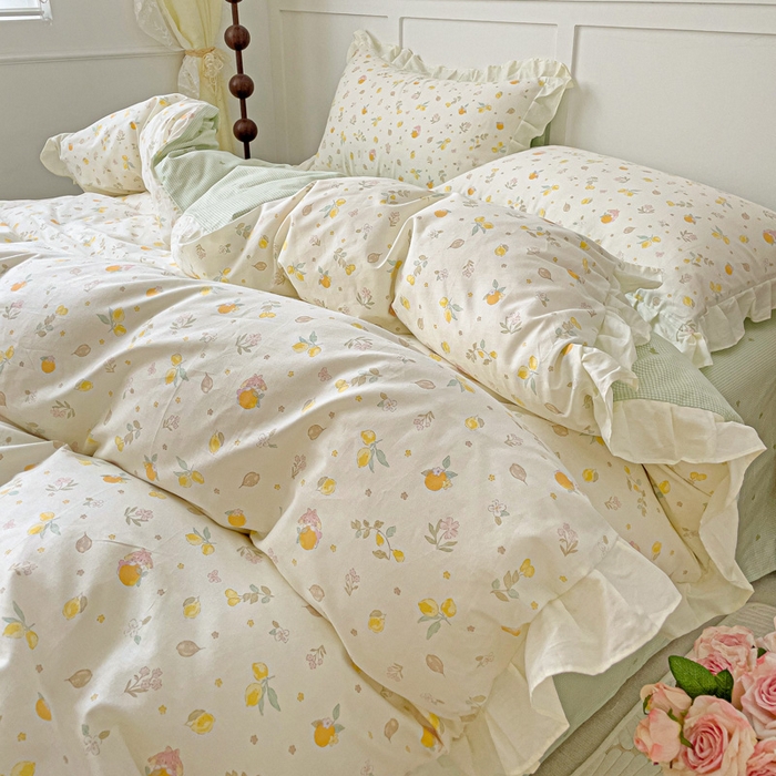 91家纺网 家纺一手货源 找家纺 澳梵家居 2025新款全棉印花韩版花间捕梦四件套 小春恋曲