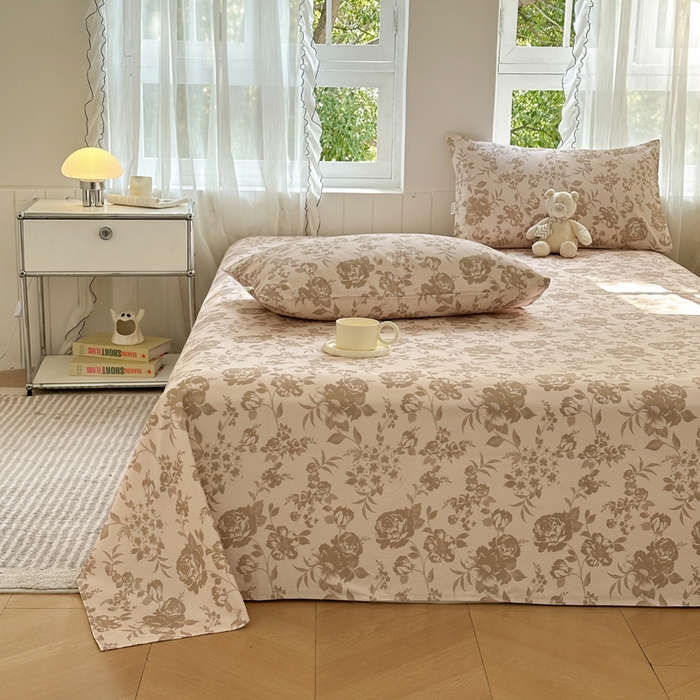 91家纺网 家纺一手货源 找家纺 莱登卡奴 新款A类100%全棉老粗布单品系列-床单 花间萌趣