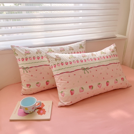 DoDo 兜兜2025新款40支全棉印花单枕套 粉粉草莓-小版